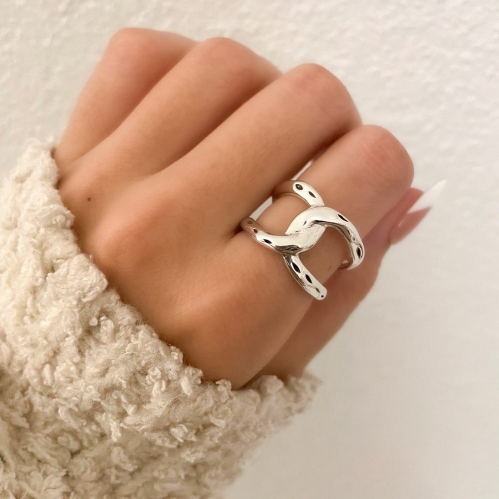 925 Sterling Silver Chunky Bold Statement Ring Minimalist Wrap Ring